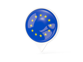 Round white pin with flag of european union