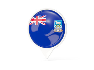 Round white pin with flag of falkland islands