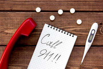 concept calling doctor to home check up top view