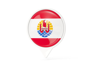 Round white pin with flag of french polynesia