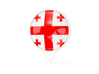 Obraz premium Round white pin with flag of georgia