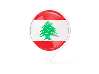 Round white pin with flag of lebanon