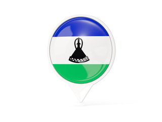 Round white pin with flag of lesotho