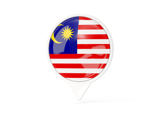 Round white pin with flag of malaysia