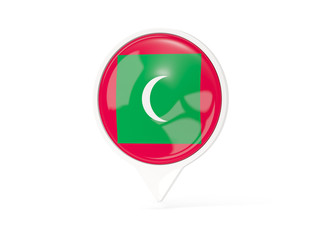 Round white pin with flag of maldives