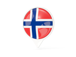 Round white pin with flag of norway