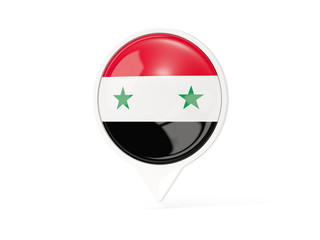 Round white pin with flag of syria