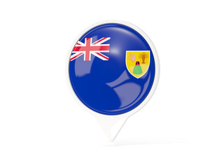 Round white pin with flag of turks and caicos islands