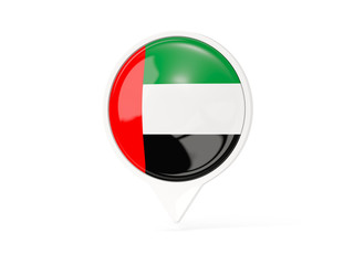 Round white pin with flag of united arab emirates