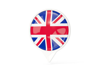 Round white pin with flag of united kingdom