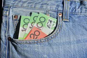 Australian Money in pocket.