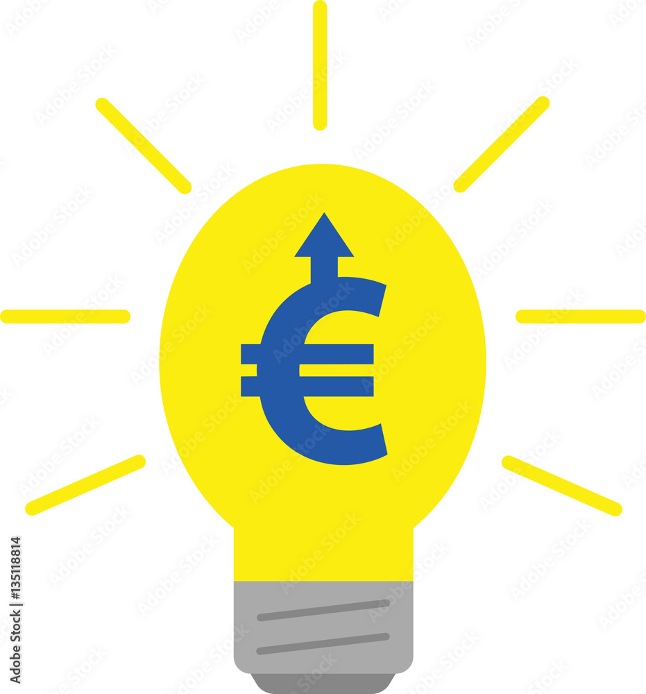 Poster light bulb include euro with arrow up