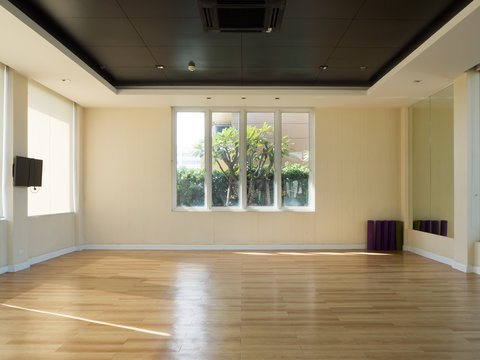 Empty Fitness Room With Yoga Mat.