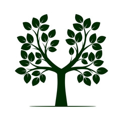 Green Color Tree. Vector Illustration.