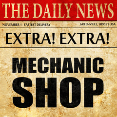 mechanic shop, newspaper article text