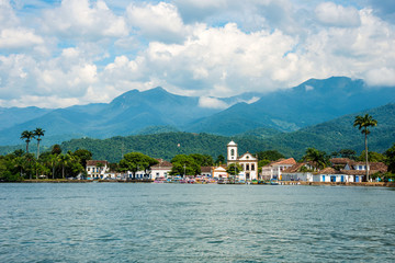 Tourist boats in Paraty, Rio de Janeiro, Brazil 