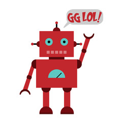 Vector illustration of a toy Robot and text GG LOL!