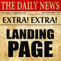 landing page, newspaper article text