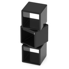 Product display black boxes. 3D render isolated on white. Platform or Stand Illustration. Template for Object Presentation.