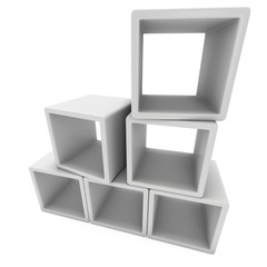 Product display boxes. 3D render isolated on white. Platform or Stand Illustration. Template for Object Presentation.