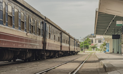 Fototapeta na wymiar Trains in Vietnam on big station
