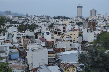 Fototapeta premium City Nha Trang in dark gray evening