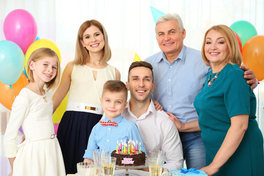 Family Celebrating Father's Birthday