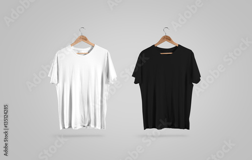 Download "Blank black and white t-shirt on hanger, design mockup ...