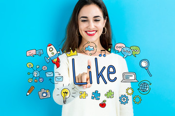 Like text with young woman
