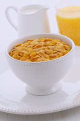 Healthy corn flakes breakfast