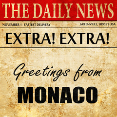 Greetings from monaco, newspaper article text