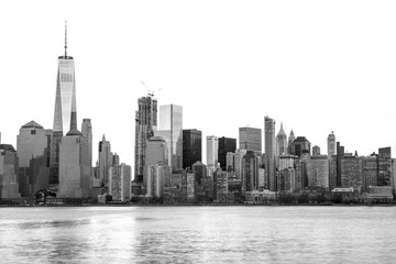New York Skyline and Freedom Tower in Black and White