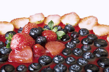 Delicious cake on white background