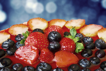 Delicious cake topped with fresh berries