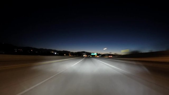 Predawn freeway car mount driving time lapse on the 118 East in the San Fernando Valley.