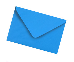 Plain blue envelope one single isolated on white background photo