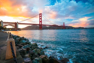 Foto op Plexiglas Golden Gate Bridge Golden Gate Bridge At Sunset.  View from Fort Point.  San Francisco, California San Francisco, USA.