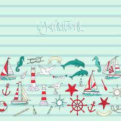 Nautical background with ships