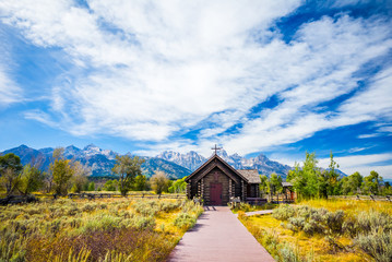 A Chapel in the Grand Tetons National Park, Jackson Hole, Wyoming, USA  - 135128014