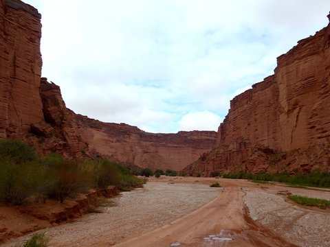 Dry river bed at the base of Canyon in Parque Nacional Talampaya