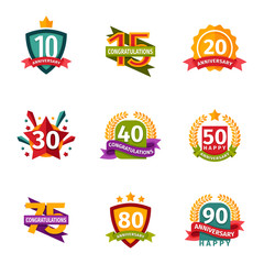 Happy birthday badges vector icons