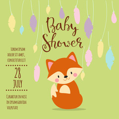 Baby shower invitation vector card.