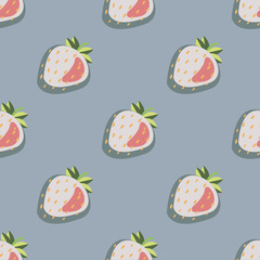 Fashionable seamless pattern with blue modern strawberry