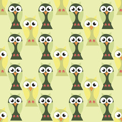 Seamless pattern with colorful owls - vector illustration