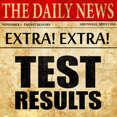 test results, newspaper article text