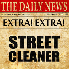 street cleaner, newspaper article text