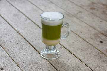 Hot macha latte green tea.