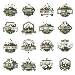 Mountain outdoor vector icons set