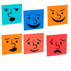 creative cartoon style smiles with different emotions cartoon style