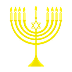 happy Hanukkah, Jewish holiday. Hanukkah menorah isolated on white background